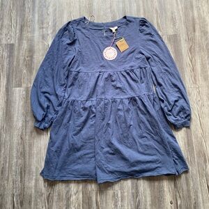 Umgee USA Charming Blue Long Sleeve Dress Women’s Size Small NWT Cottagecore